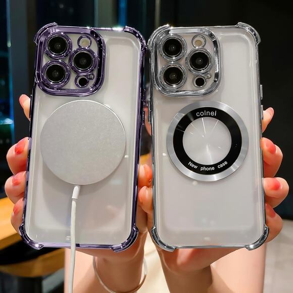 iPhone 14 Pro Case Magnetic Clear Bling Military-Grade Protection Luxury Corners - Picture 6 of 8